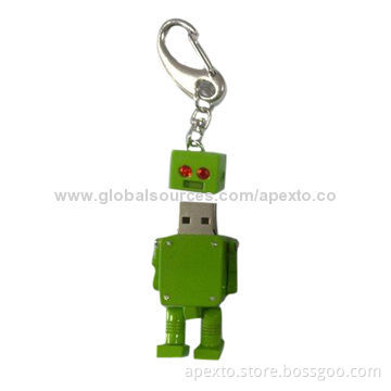 Robot USB Sticks, 2, 4 or 8GB Capacity, Support USB2.0 Interface and Data Pre-loading